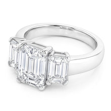 3 Stone Emerald Cut 4 Carats Natural Earth Mined Diamonds Anniversary Ring White Gold 14K