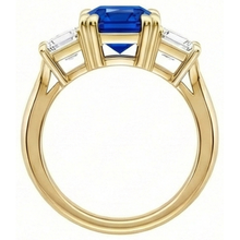 3 Stone Emerald Natural Earth Mined Diamond Sapphire Ring Split Shank Yellow Gold 2 Carats