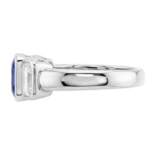 3 Stone Emerald Natural Earth Mined Diamond & Ceylon Sapphire Ring Bezel Set Gold 3 Carats