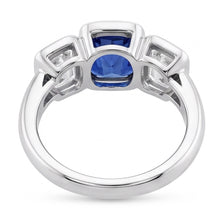3 Stone Emerald Natural Earth Mined Diamond & Ceylon Sapphire Ring Bezel Set Gold 3 Carats