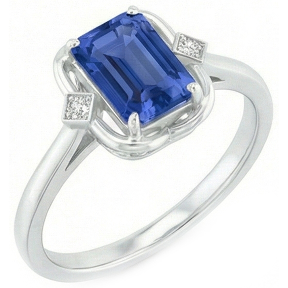 3 Stone Emerald Sapphire Ring Bezel Set Round Natural Earth Mined Diamonds 1.75 Carats