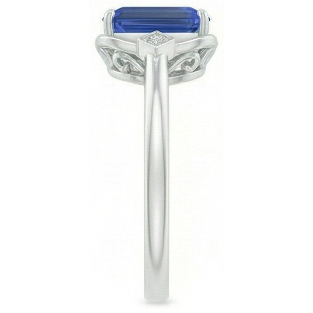 3 Stone Emerald Sapphire Ring Bezel Set Round Natural Earth Mined Diamonds 1.75 Carats