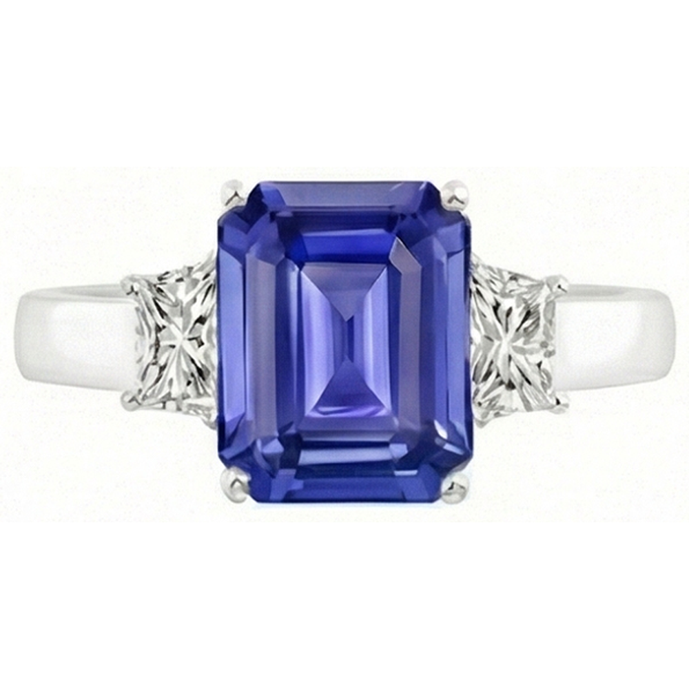 natural emerald sapphire 2.75ct ring front view