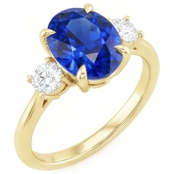 Natural Sapphire Ring 3ct - Yellow Gold 14K