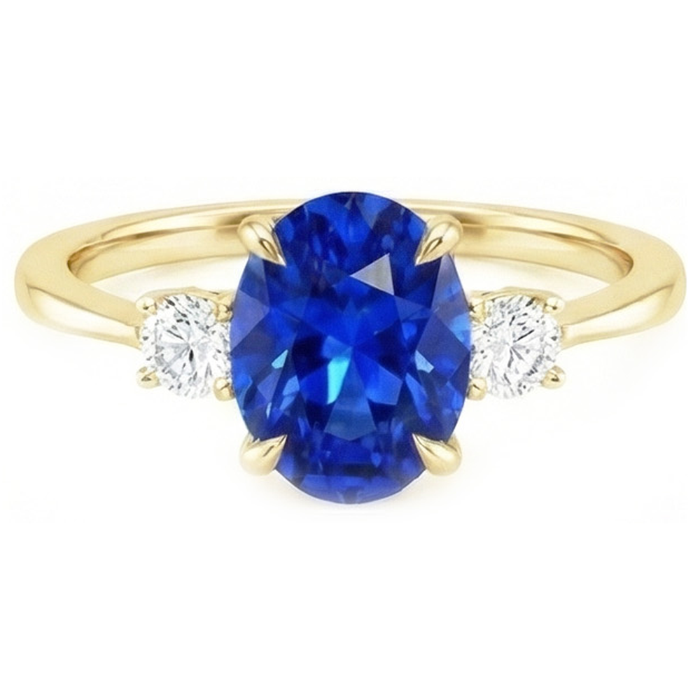 natural round sapphire 3ct ring side angle