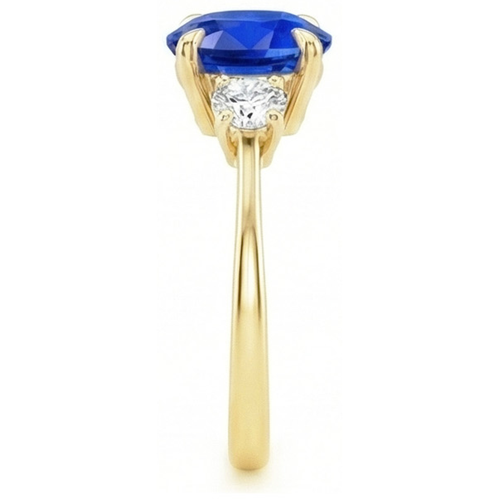 natural round sapphire 3ct ring top view