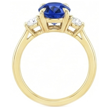 natural round sapphire 3ct ring profile view