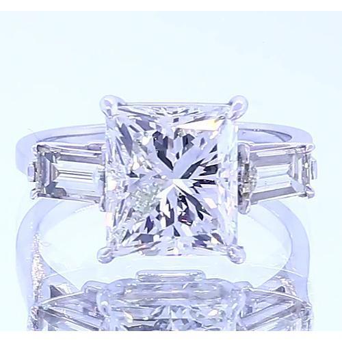 3 Stone Engagement Ring Princess Cut Genuine Diamond 3 Carats Jewelry