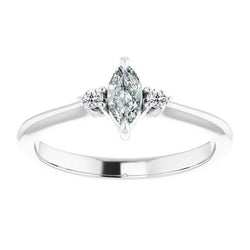 3 Stone Engagement Ring Round & Marquise Old Miner Natural Diamond 2 Carats