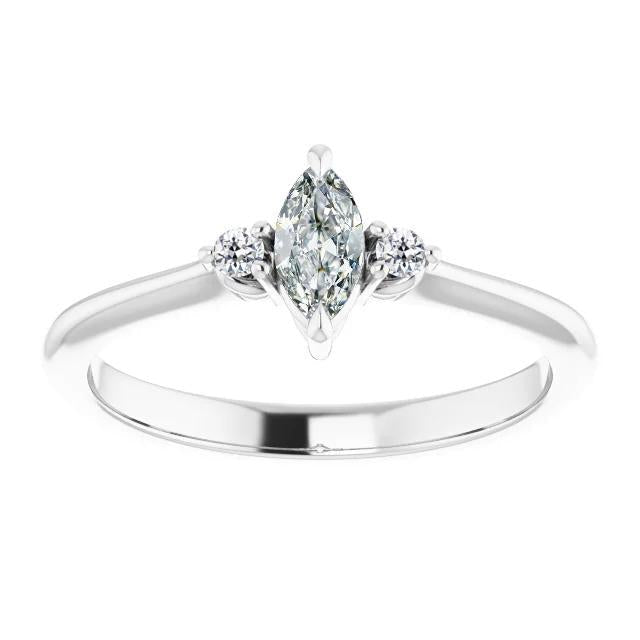 3 Stone Engagement Ring Round & Marquise Old Miner Natural Diamond 2 Carats