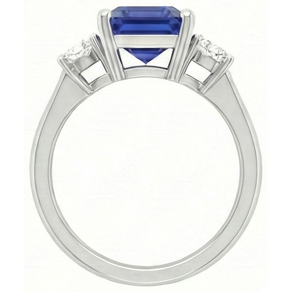 natural emerald sapphire 4.50ct ring profile view