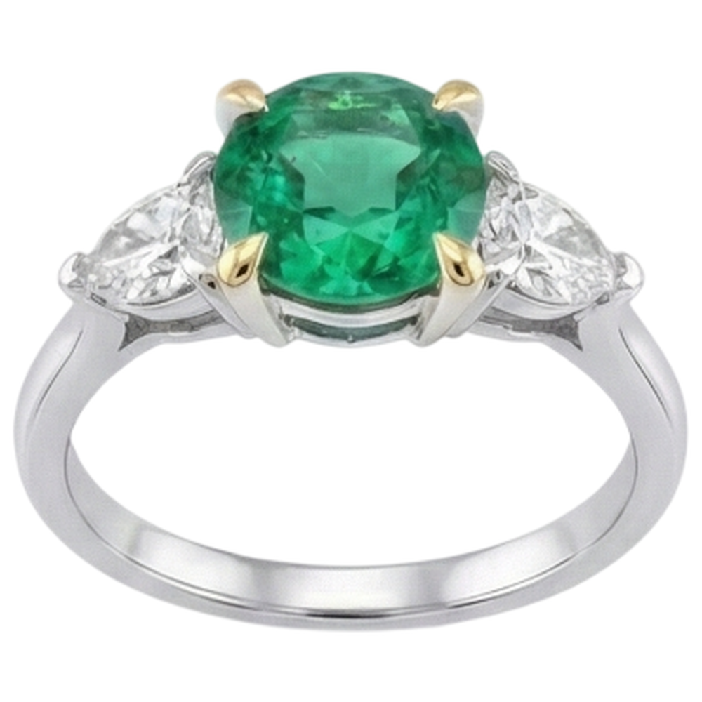 Real Fine Emerald Gemstone Ring – front view