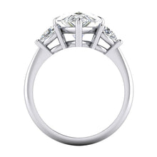 3 Stone Genuine Pear Engagement Ring 3.30 Ct. White Gold 14K