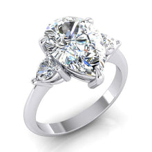 3 Stone Genuine Pear Engagement Ring 3.30 Ct. White Gold 14K