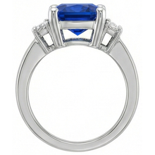 3 Stone Gold Radiant Sapphire Ring Straight Baguette Natural Earth Mined Diamonds 4 Carats