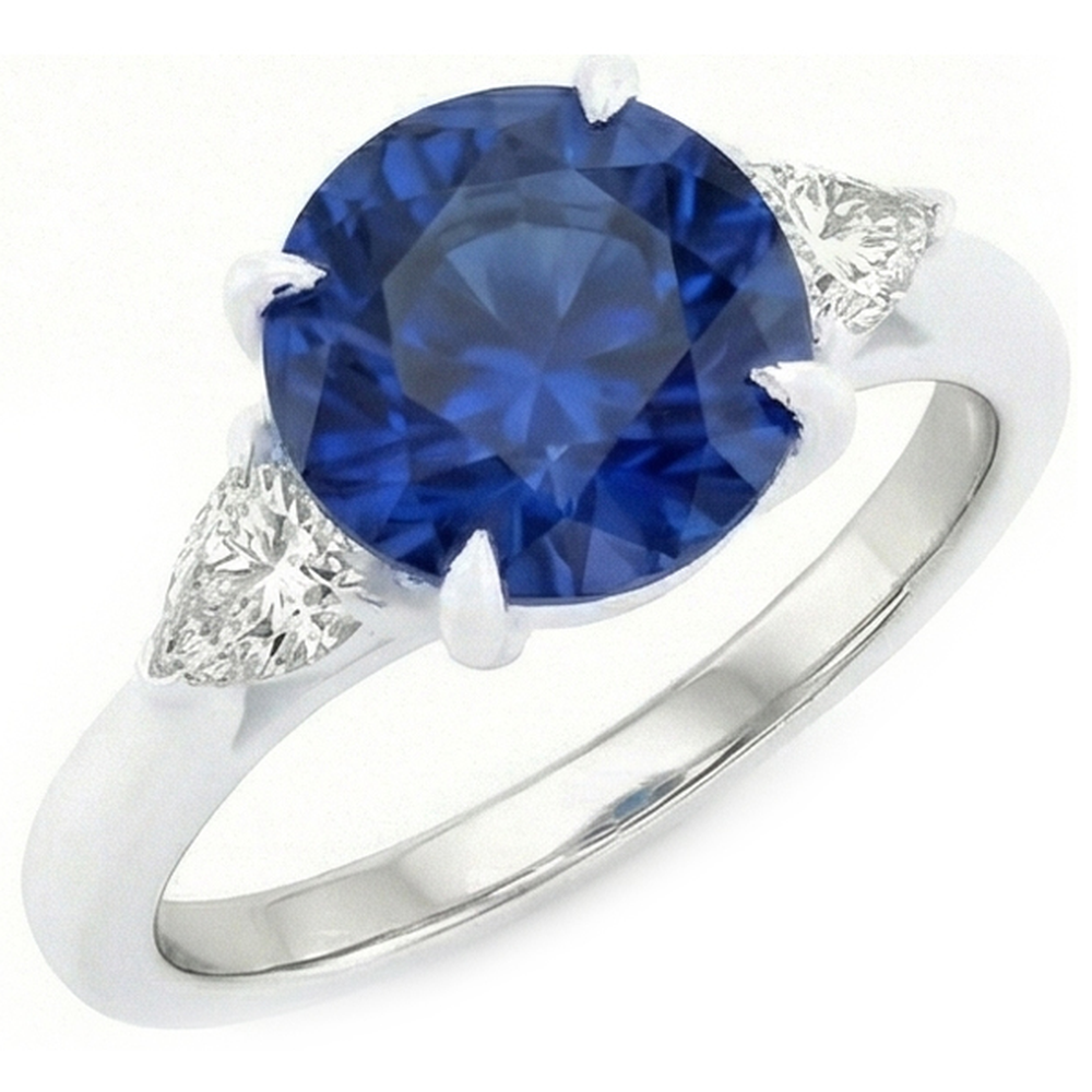 natural round sapphire 2.50ct ring side angle