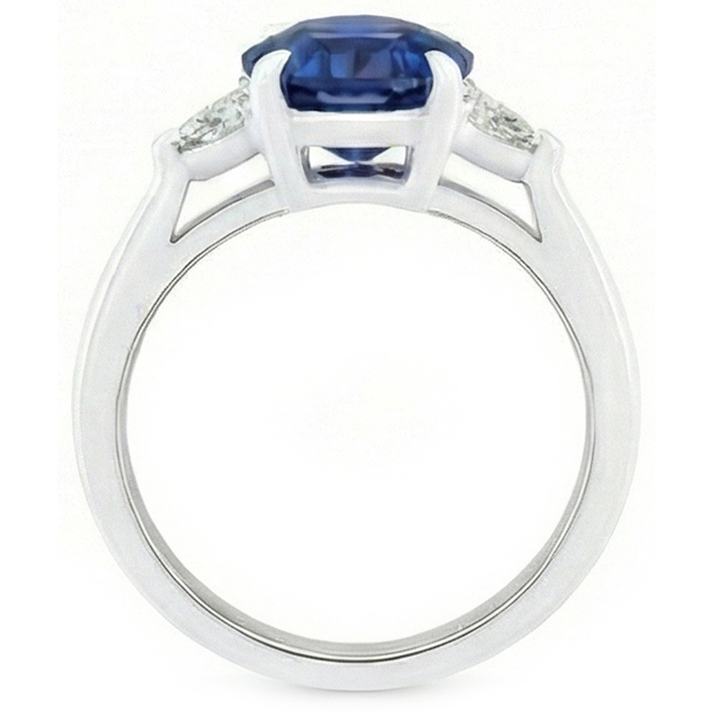 natural round sapphire 2.50ct ring on white background