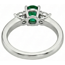 3 Stone Green Emerald And Natural Earth Mined Diamonds 3.50 Carats Wedding Ring White Gold 14K