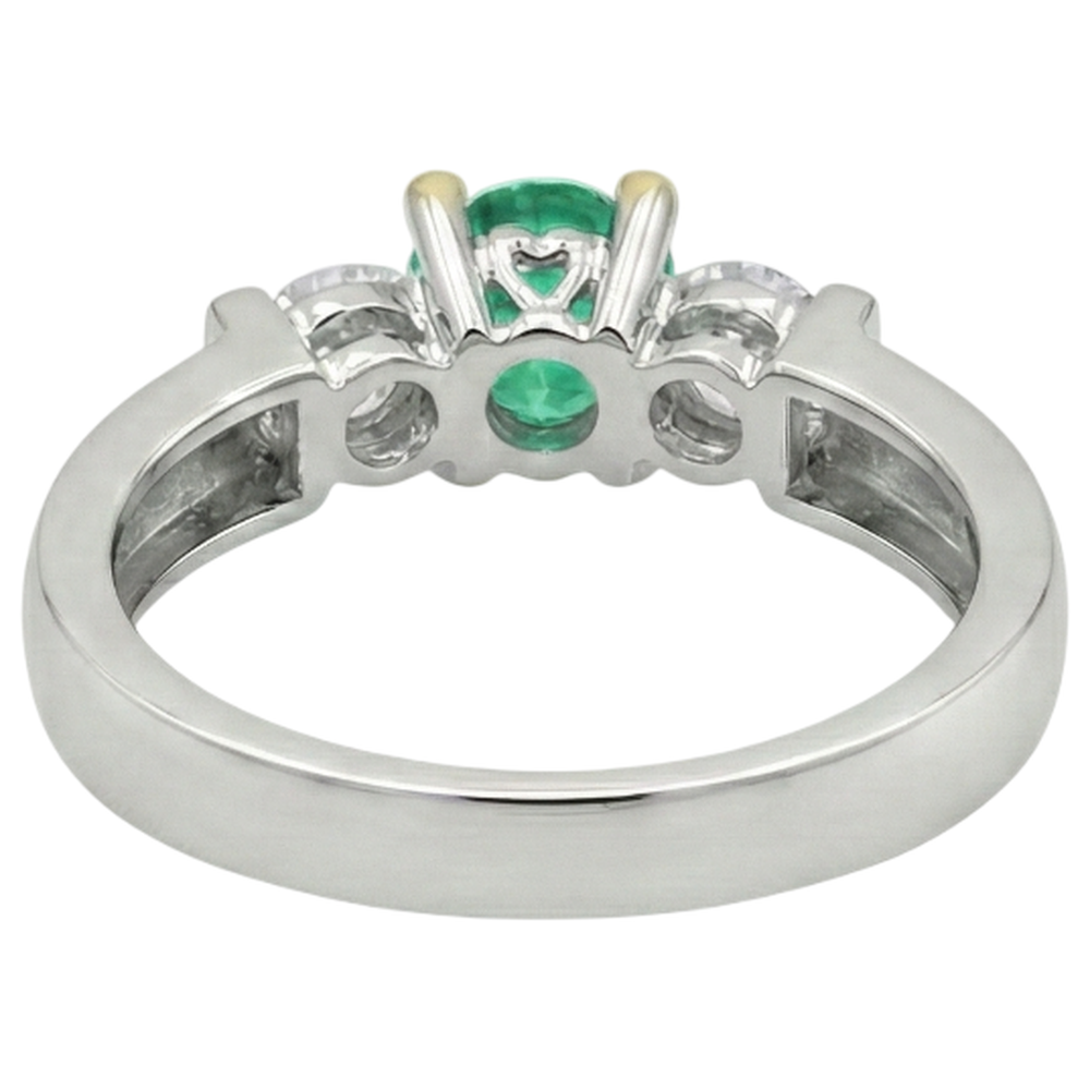 Colombian Emerald Colored Stone Ring 1.50-ct 14K Two Tone Gold – top view