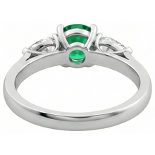 3 Stone Green Emerald & Natural Earth Mined DIAMOND ( NOT LAB GROWN )s 3 Carats Engagement Ring White Gold 14K