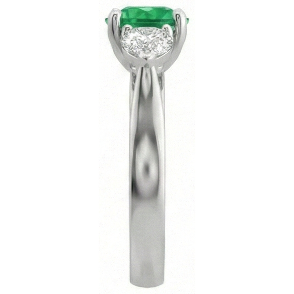 3 Stone Green Emerald & Natural Earth Mined DIAMOND ( NOT LAB GROWN )s 3 Carats Engagement Ring White Gold 14K