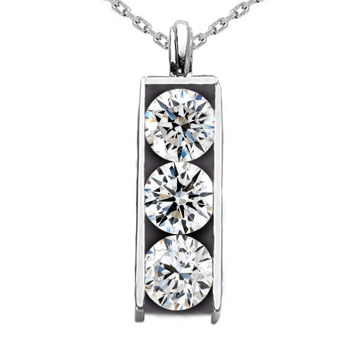 3 Stone Journey Real Pendant Bar Set Women's Jewellery 4.50 Carats