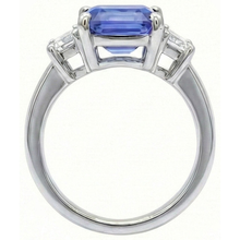 3 Stone Light Blue Sapphire Emerald Cut Ring 2 Carats White Gold
