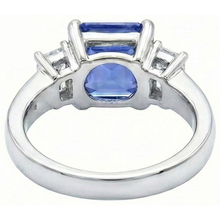 3 Stone Light Blue Sapphire Emerald Cut Ring 2 Carats White Gold