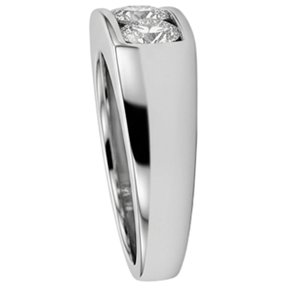 3 Stone Men Engagement Band 2.25 Carats Prong Set White Gold 14K Natural Earth Mined Diamond