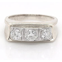 3 Stone Men Engagement Band 2.25 Carats Prong Set White Gold 14K