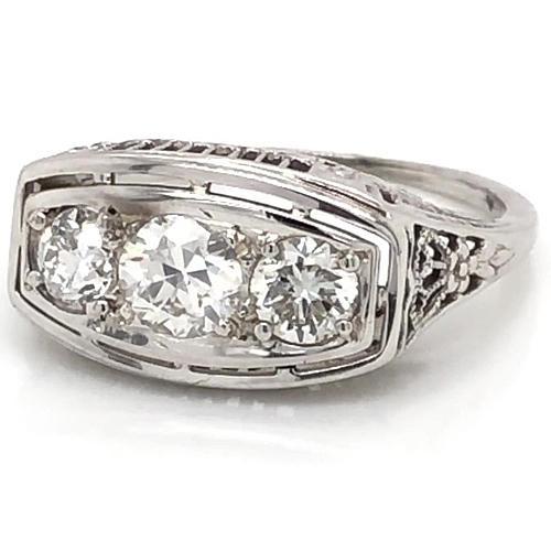 3 Stone Natural Diamond Engagement Ring 1.75 Carats Vintage 