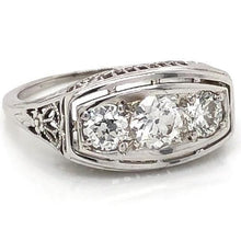 3 Stone Natural Diamond Engagement Carats Vintage Style Jewelry