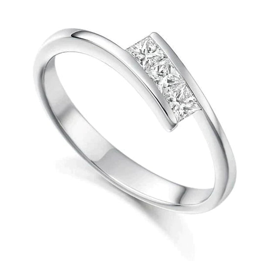 3 Stone Natural Diamond Ring For Right Hand