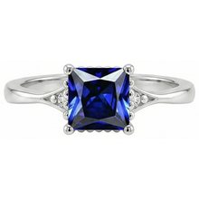 3 Stone Natural Earth Mined Diamond And Princess Cut Sri Lankan Sapphire Ring 3.75 Carats