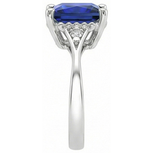 3 Stone Natural Earth Mined Diamond And Princess Cut Sri Lankan Sapphire Ring 3.75 Carats