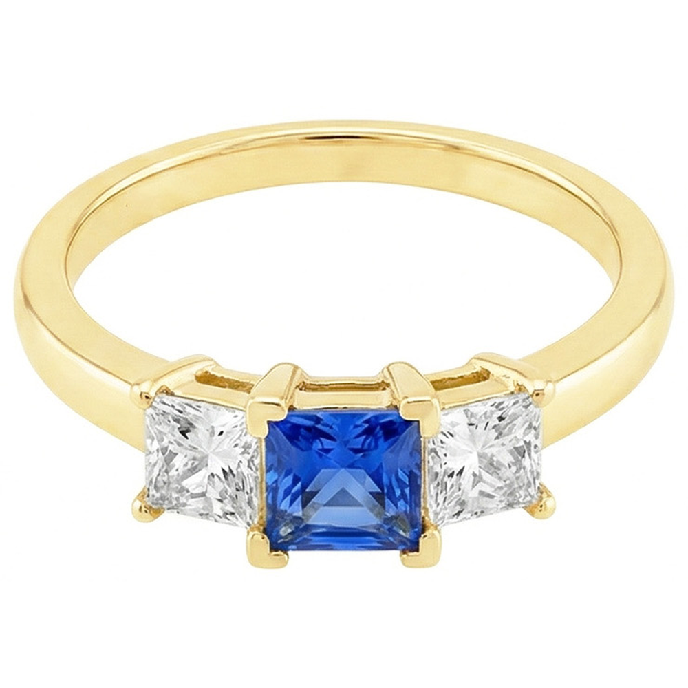 3 Stone Natural Earth Mined Diamond Anniversary Gemstone Ring 2 Carats Yellow Gold 14K