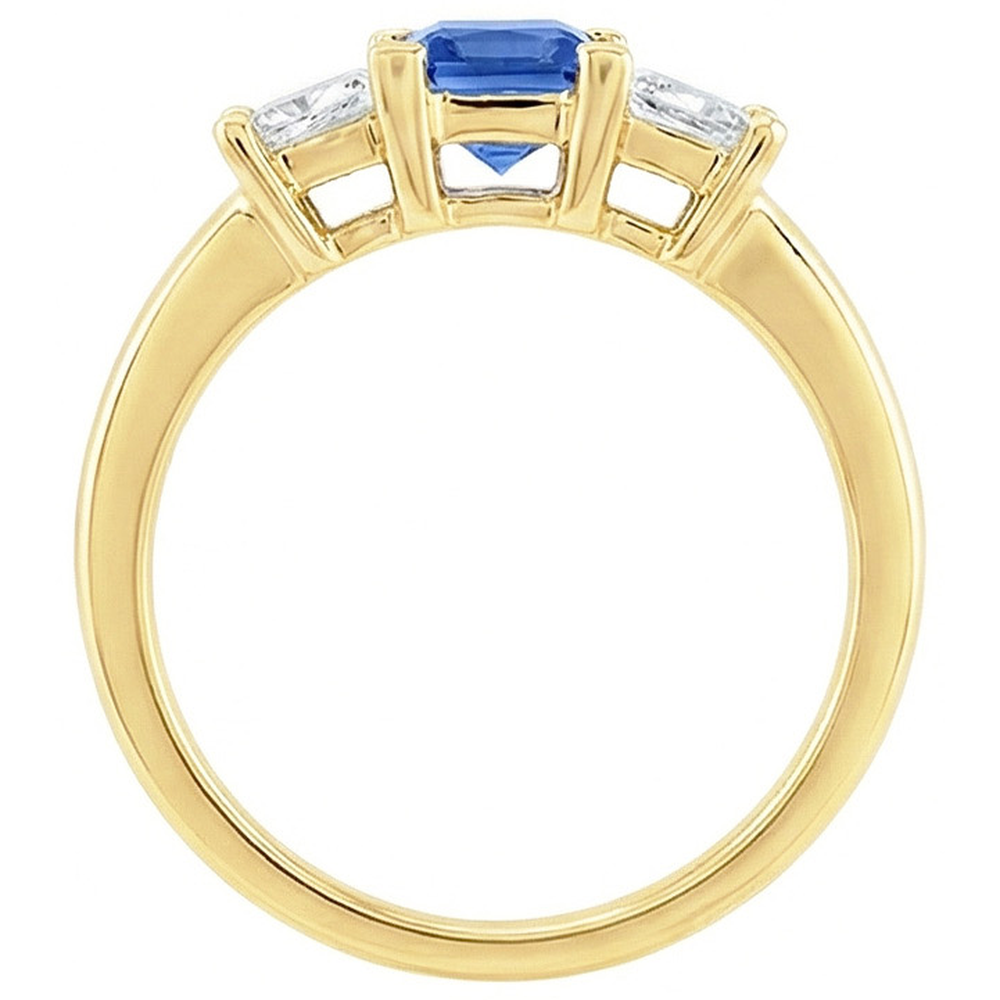 3 Stone Natural Earth Mined Diamond Anniversary Gemstone Ring 2 Carats Yellow Gold 14K