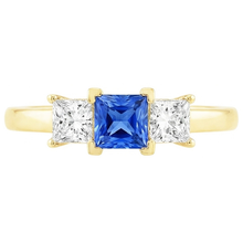 3 Stone Natural Earth Mined Diamond Anniversary Gemstone Ring 2 Carats Yellow Gold 14K