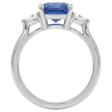 3 Stone Natural Earth Mined Diamond Engagement Ring With One Blue Sapphire 2.75 Carats New