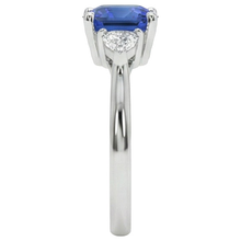 3 Stone Natural Earth Mined Diamond Engagement Ring With One Blue Sapphire 2.75 Carats New