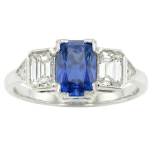 3 Stone Natural Earth Mined Diamond Jewellery Bezel Set Emeralds Gold Sapphire Ring 3 Carats