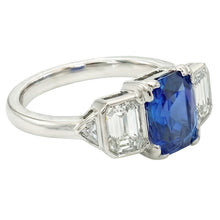 3 Stone Natural Earth Mined Diamond Jewellery Bezel Set Emeralds Gold Sapphire Ring 3 Carats