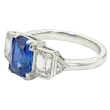 3 Stone Natural Earth Mined Diamond Jewellery Bezel Set Emeralds Gold Sapphire Ring 3 Carats