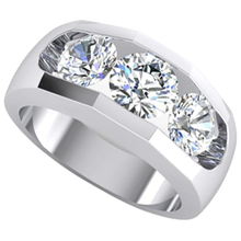3 Stone Natural Earth Mined Diamond Men's Ring Gold 2.50 Carats