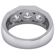 3 Stone Natural Earth Mined Diamond Men's Ring Gold 2.50 Carats