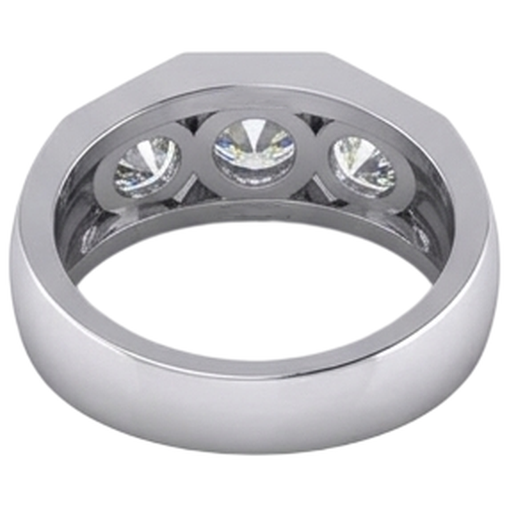3 Stone Natural Earth Mined Diamond Men's Ring Gold 2.50 Carats