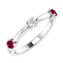 3 Stone Natural Earth Mined Diamond Ring 0.90 Carats Burma Ruby Women Jewellery