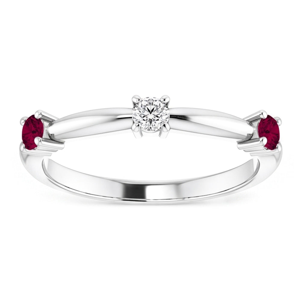3 Stone Natural Earth Mined Diamond Ring 0.90 Carats Burma Ruby Women Jewellery