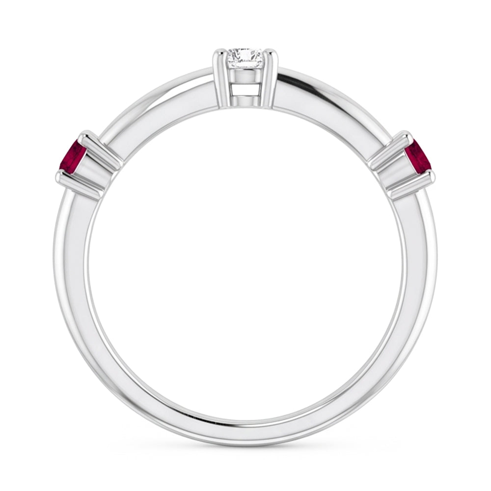 3 Stone Natural Earth Mined Diamond Ring 0.90 Carats Burma Ruby Women Jewellery