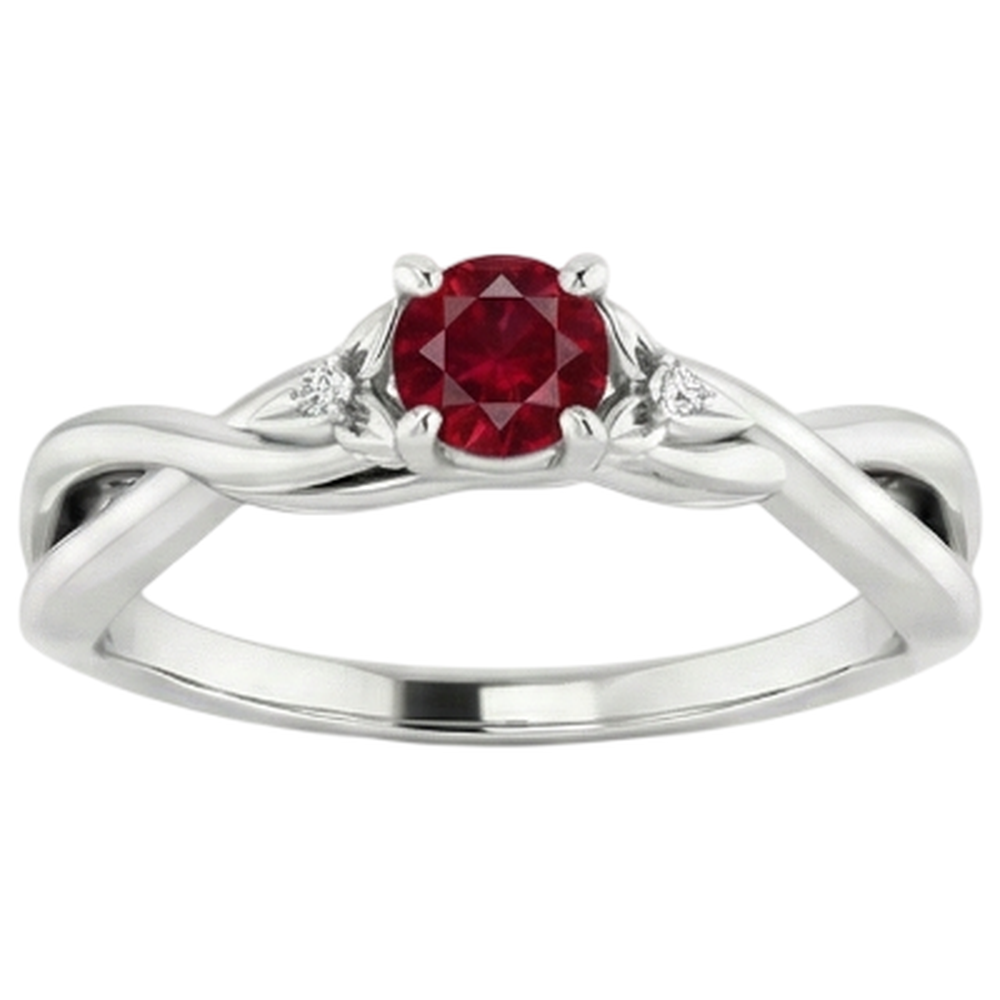 3 Stone Natural Earth Mined Diamond Ruby Ring 0.54 Carats Twist Claw Prong Set Jewellery